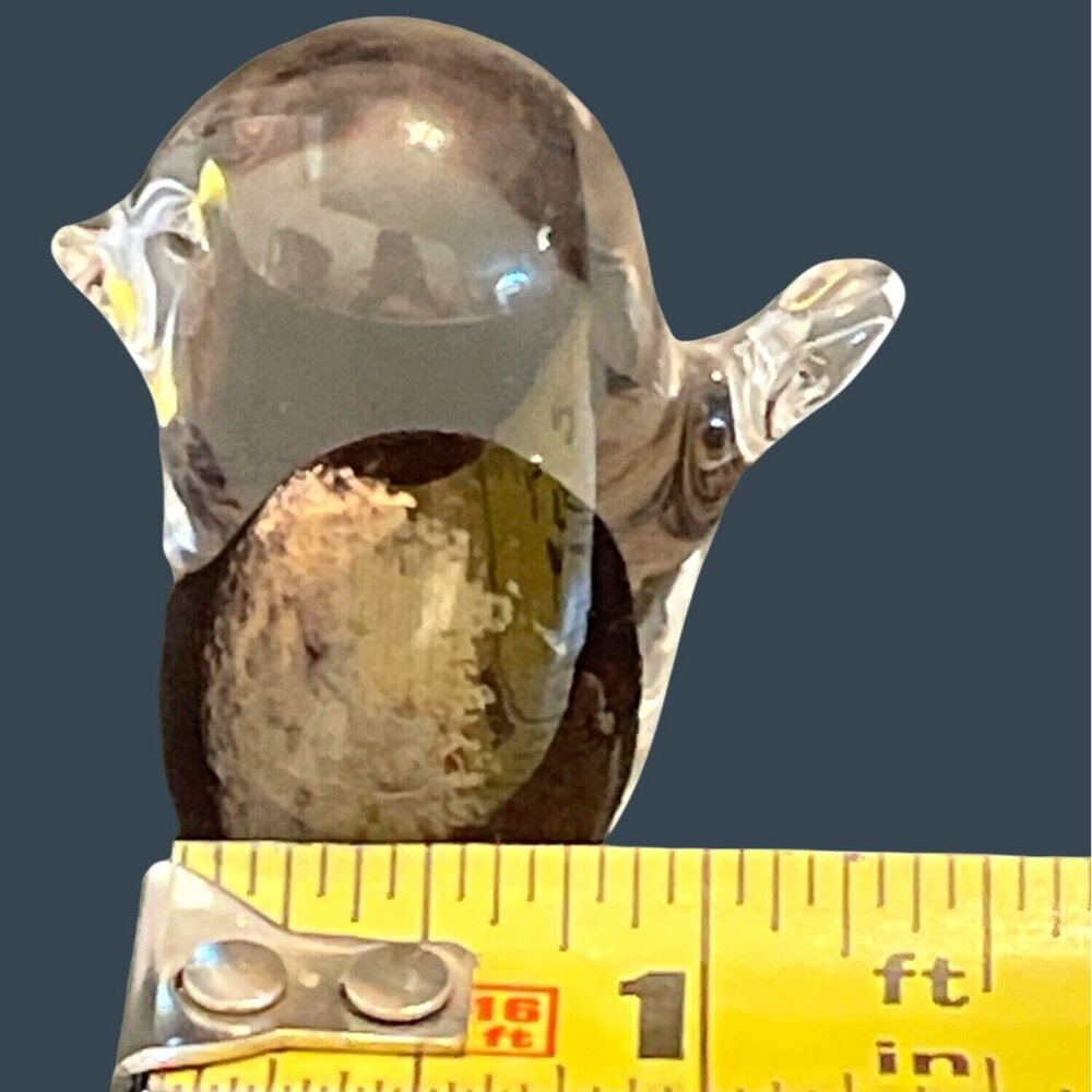 Mini Paperweight Hand Blown Art Glass Small Bird Figurine Brown Earth Vintage - Picture 6 of 7